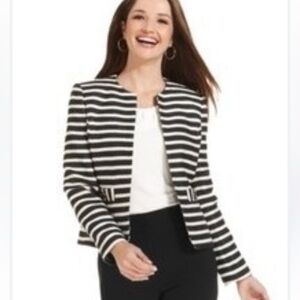 Kasper separates navy blue & white nautical striped blazer